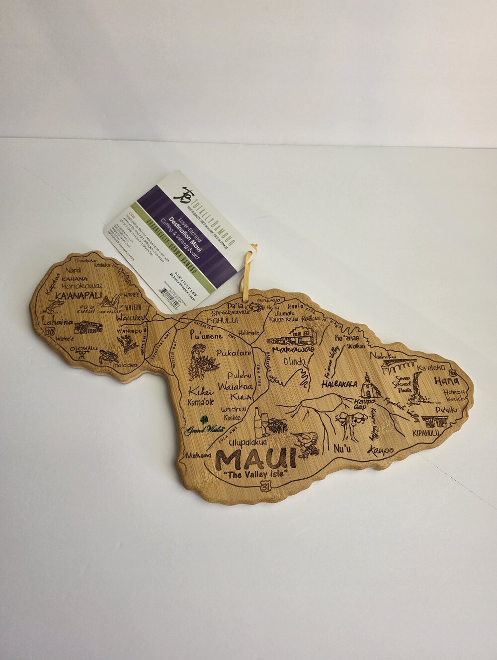 Totally Bamboo Destination Maui Serving and Cutting Board with Hang Tie for Wall